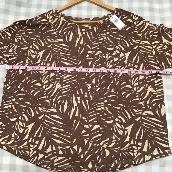2/40$ Nwt Old Navy t-shirt brown beige neutral pocket crop oversized top Large - Picture 8 of 10